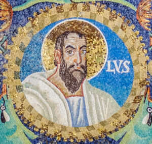 Paul the Apostle. Detail of the mosaic in the Basilica of San Vitale. Ravena, Italy.